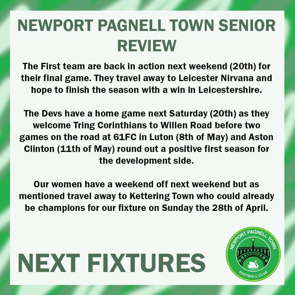 ⚪️🟢 This weeks senior review from around the club. 🟢⚪️