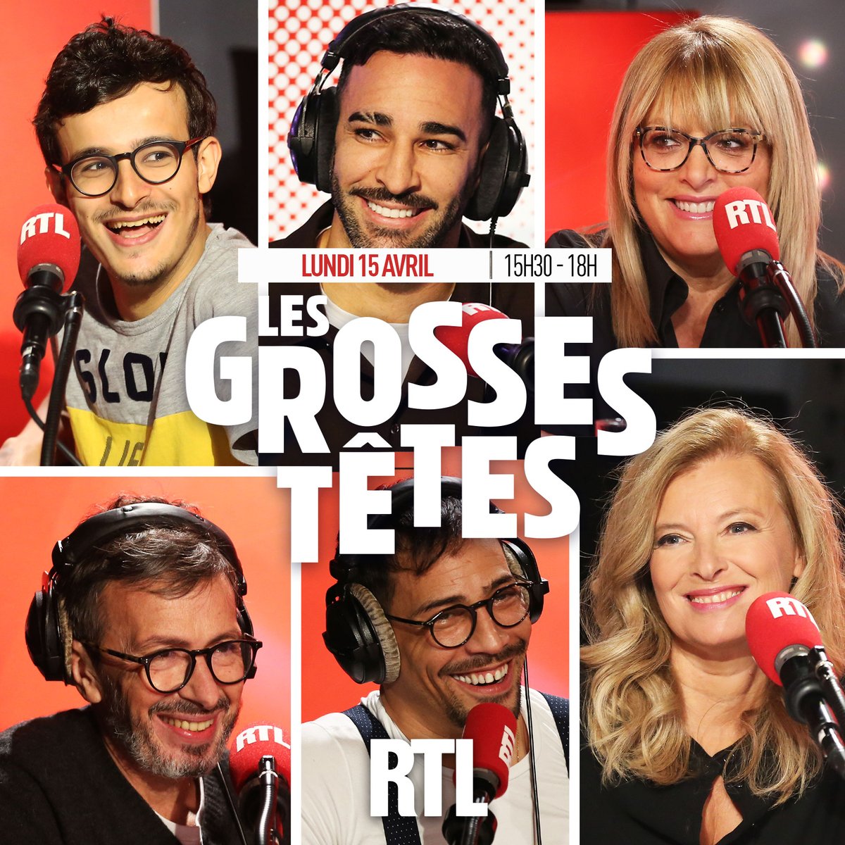 GrossesTetesRTL's tweet image. Bonjour à tous ! Découvrez Les Grosses Têtes de ce lundi 15 avril. Autour de @ruquierofficiel aujourd'hui :
💎 @CarolineDiament 
⚽ #AdilRami
🧠 #PaulElKharrat
🎙️ @steevy_boulay 
📰 @valtrier 
💡 @flogazan 
📻 Coup d'envoi de l'émission 👉 15h30 sur RTL