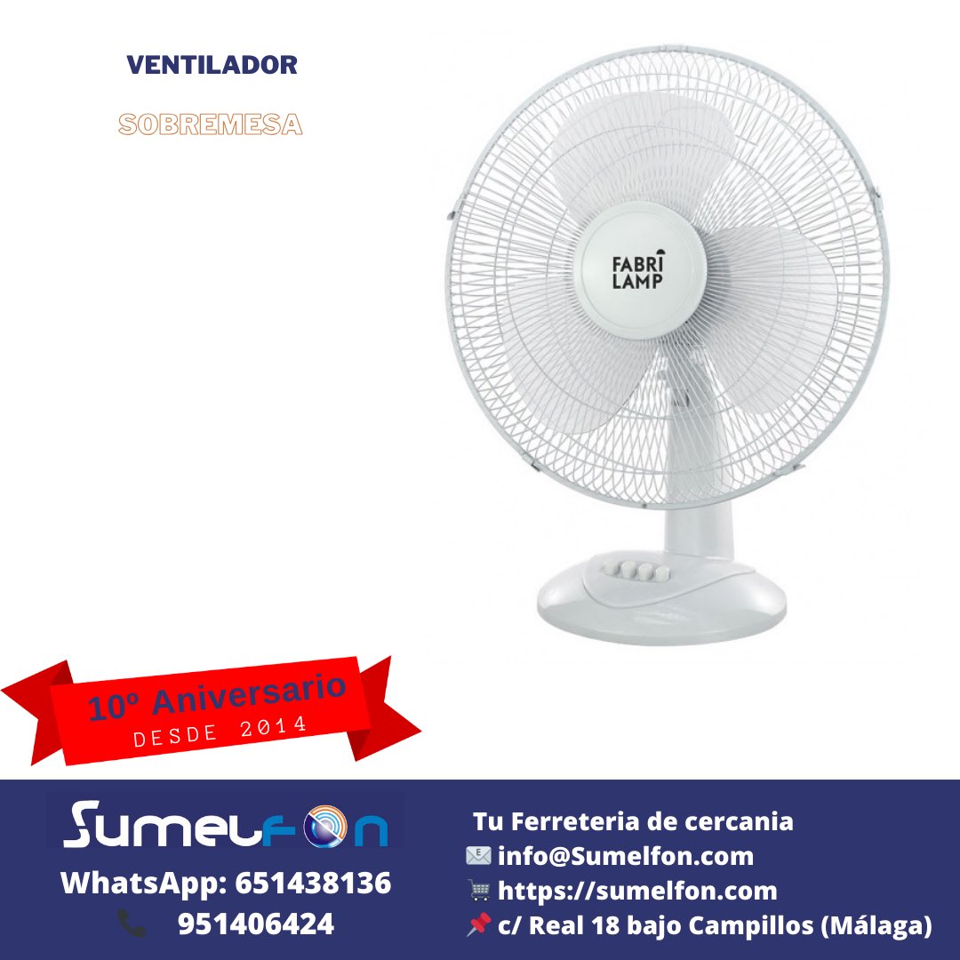 👉  VENTILADOR SOBREMESA CORONEL BLANCO 40W 3 VEL 43 D OSCILANTE
📱 Consultas o pedidos por Whatsapp al 651438136 o 📞  951406424.
.
.
#Ferreteria #Campillos #estufa #gas #electricidad #sierrayeguas #teba #humilladero #almargen #cañetelareal #mollina