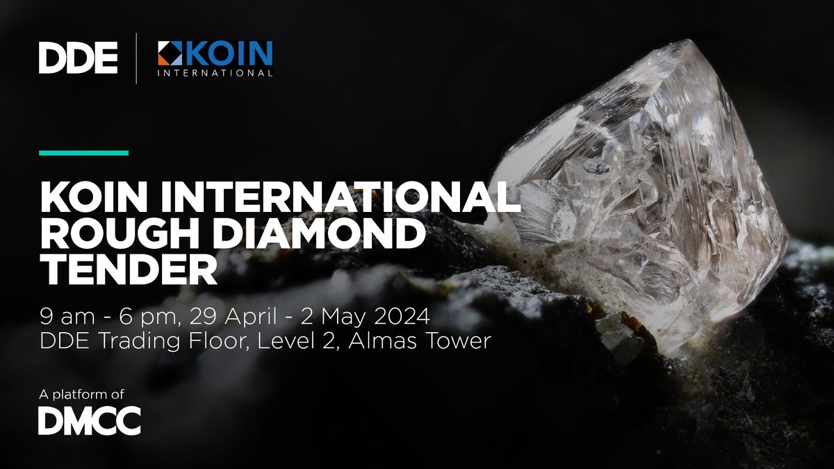 DDE_by_DMCC's tweet image. .@DiamondKoin invites you to attend their upcoming #roughdiamond tender on 29 April - 2 May at the #DubaiDiamondExchange. Discover #Angolan and #SouthAfrican #roughdiamond lots available for bidding by scheduling your appointment at hubs.li/Q02sQZgC0