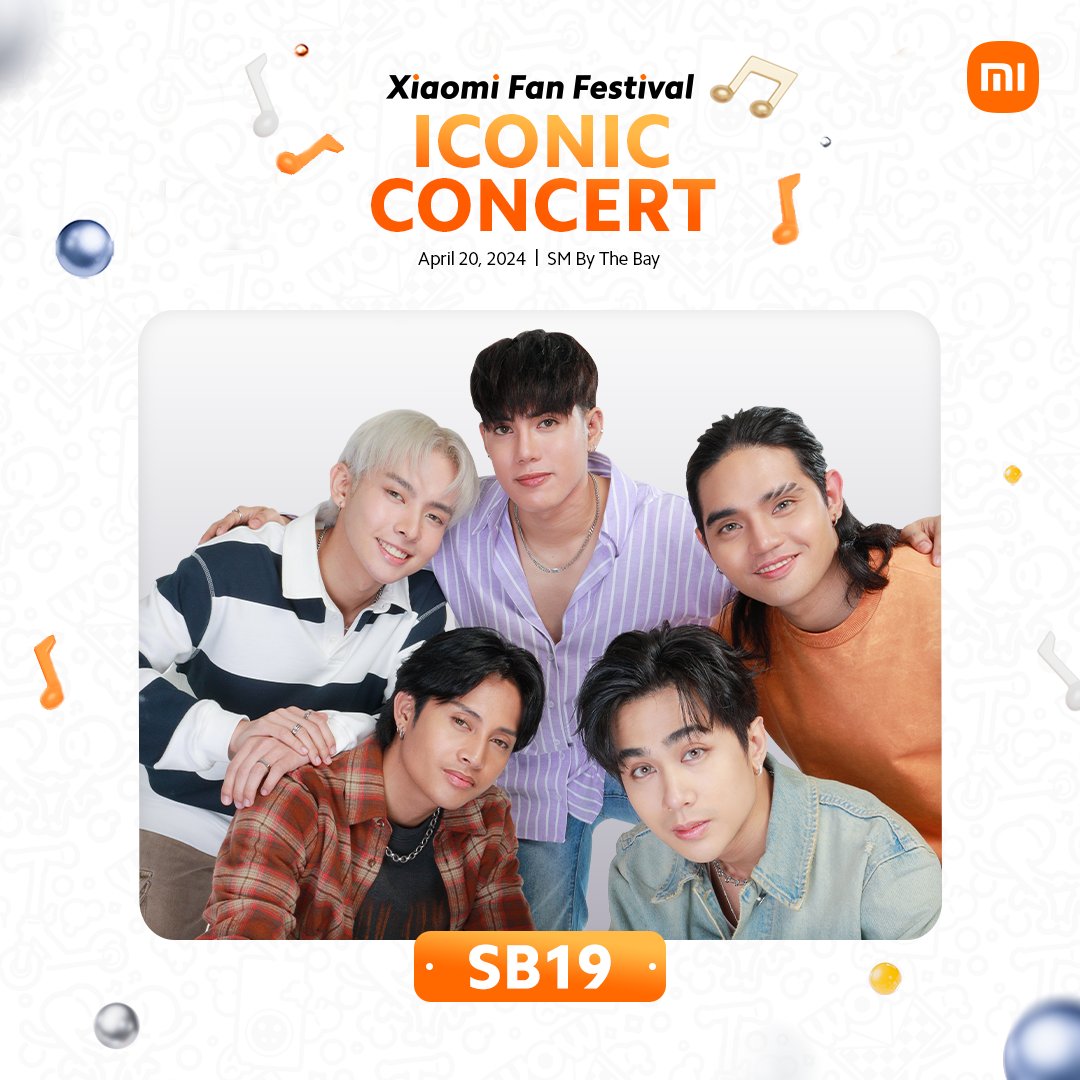 🚨 ATTENTION 🚨 
The Xiaomi Iconic Concert is almost here and SB19 will be performing! 🕺🏻🎤🎶 Catch them live on April 20 at SM by the Bay to witness their best moves in the finest melody! Drop which 3 songs would you want them to perform? #XiaomiFanFestival2024 #XiaomiPHxSB19