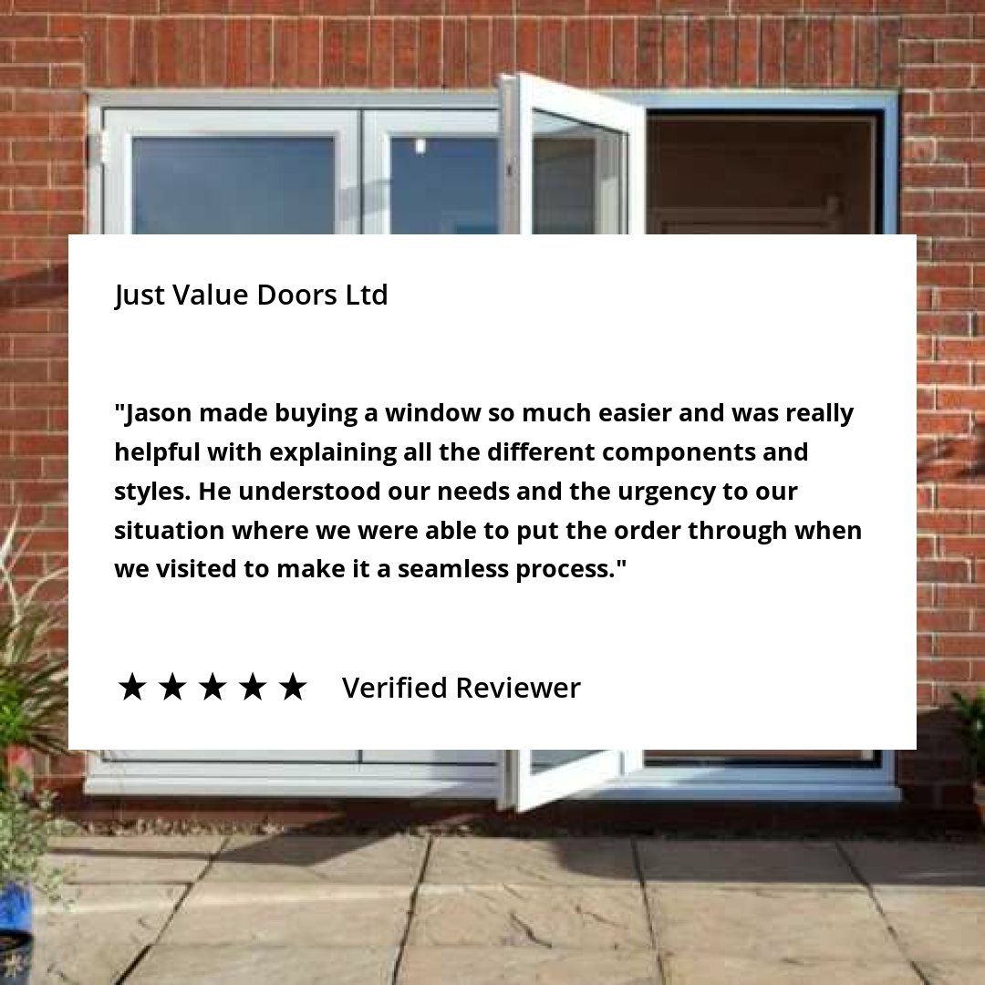 ⭐⭐⭐⭐⭐ A glowing review for our newest member of the team! #strongstart #reviews #justvaluedoors #windows #doors #nationwide #supplyonly @wearereviews justvaluedoors.co.uk