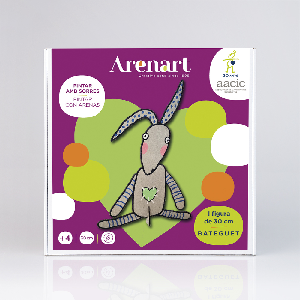 🌟Descobreix el nostre nou producte: el Kit complet per pintar amb sorres de colors en #Bateguet 🐰⁣el nostre estimat conillet que té un gran cor cosit al pit, com molts dels infants que neixen amb una #cardiopatia, i que va dibuixar la Roser Capdevila ➡️aacic.org/ca/stocks/kit-…