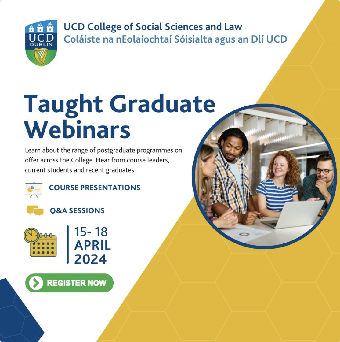 UCD_iSchool's tweet photo. 🗣️Graduate Webinars- 17 Apr, 12:00pm
🎓Masters in Library & Information Studies (MLIS)
🎓MSc Communication & Media
Opportunity to ask questions to lecturers, students & alumni.
➡️Register: https://t.co/nrxdQlJ3Di
#MLIS #LIS #Libraries #CommAndMedia #CommunicationAndMedia #UCD https://t.co/L1JVdMXgmD