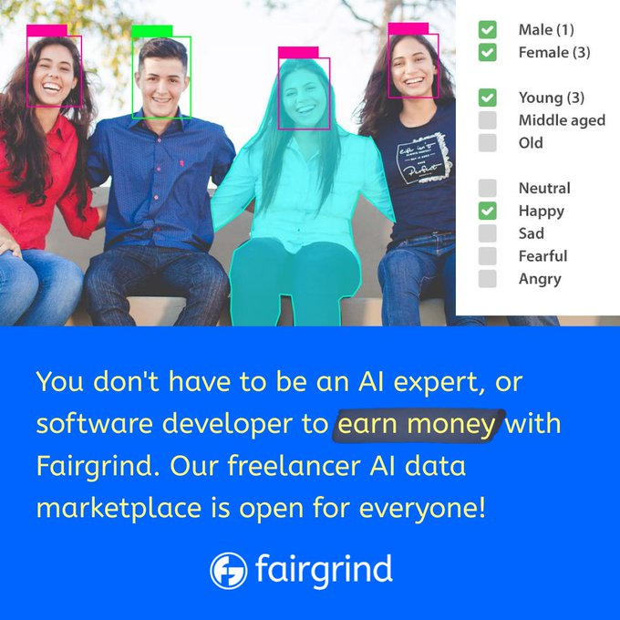fairgrind's tweet photo. You DON'T NEED any AI or software skills to #EarnMoneyOnline on Fairgrind. 

You only need determination and perseverance.

You will need to collect data, or complete simple annotation tasks (e.g. to classify texts or images). #remotejobs #workfromhome #ArtificialInteligence #AI