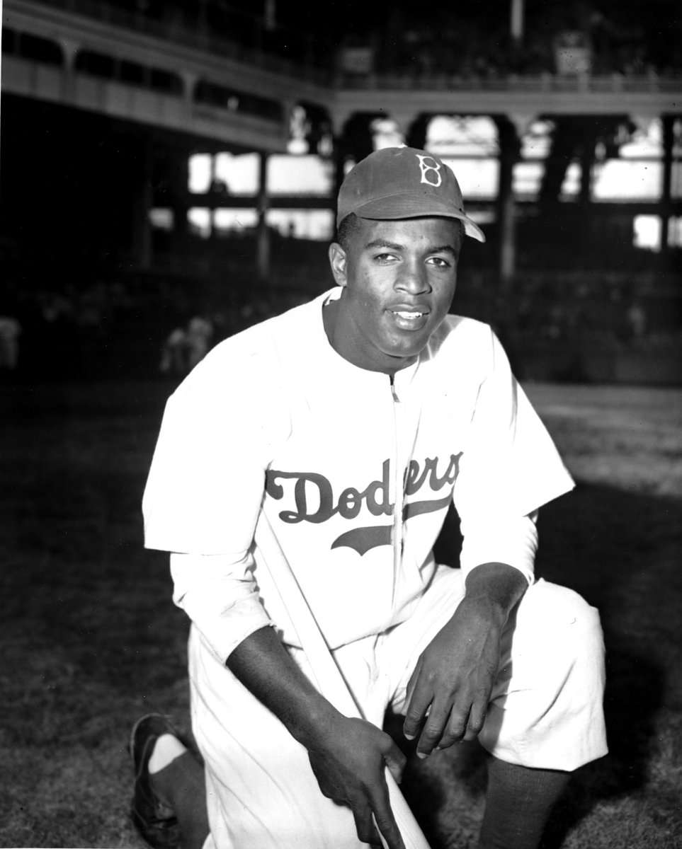 On this day 77 years ago, Jackie Robinson first took the field for the Brooklyn Dodgers to break MLB's colour barrier. Today, we celebrate his legacy. #Jackie42