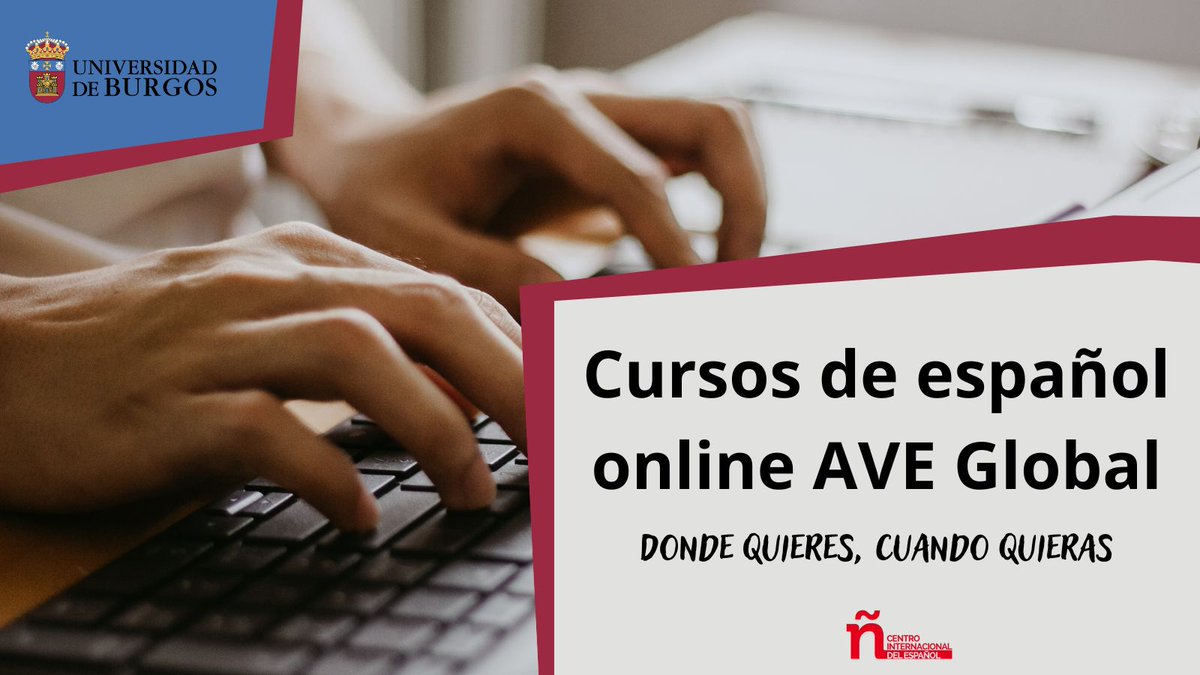 #Cursos_UBU | 🇪🇸Estudia español donde quieras y cuando quieras. 

• Mejora tu español con los cursos en línea de #AVEGlobal del @InstCervantes.
• Cursos de todos los niveles. 
• Duración de 3 meses.  

►Más información: ubu.es/centro-interna…