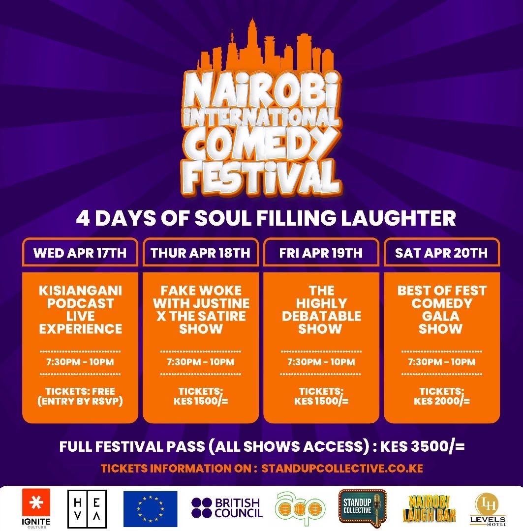 Nairobi International Comedy Festival! 4 days of fun and laughter. Don't miss out.
The festival is brought to you by Standup Collective, one of our #IgniteCulture  Grant Fund grantees.
Get your tickets Nairobi International Comedy Festival – Standup Collective
<a href="/EUinKenya/">European Union In Kenya</a> #BCCESSA