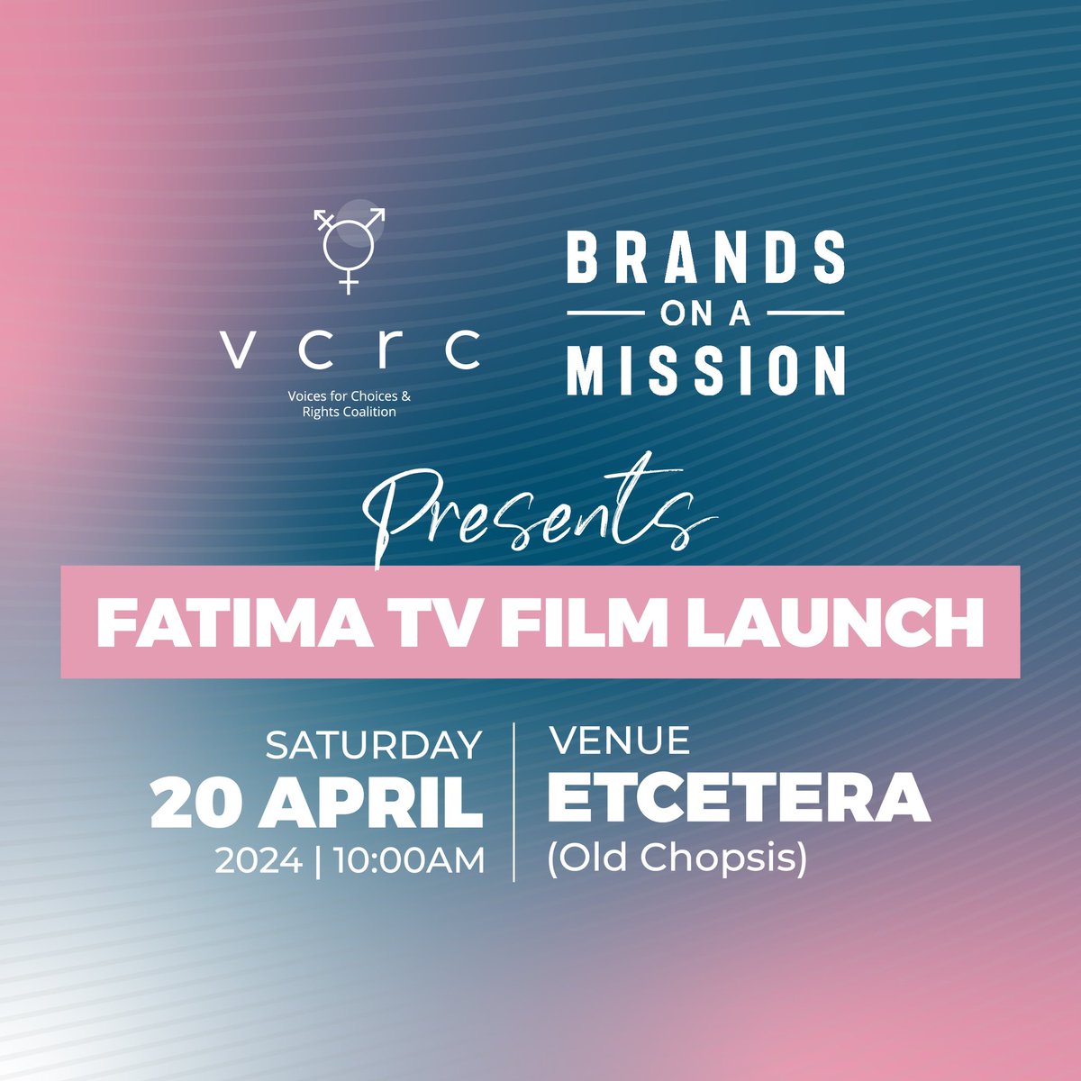 📣FATIMA TV FILM LAUNCH📣 VCRC Namibia & Brands on A Mission present the Fatima TV Film Launch! Join us this Saturday, 20 April 2024, for an impactful & immersive experience. Register to attend via this link: forms.gle/oMDBYZbEByFx5A…. #FatimaTV #FilmLaunch #VCRC #BOAM