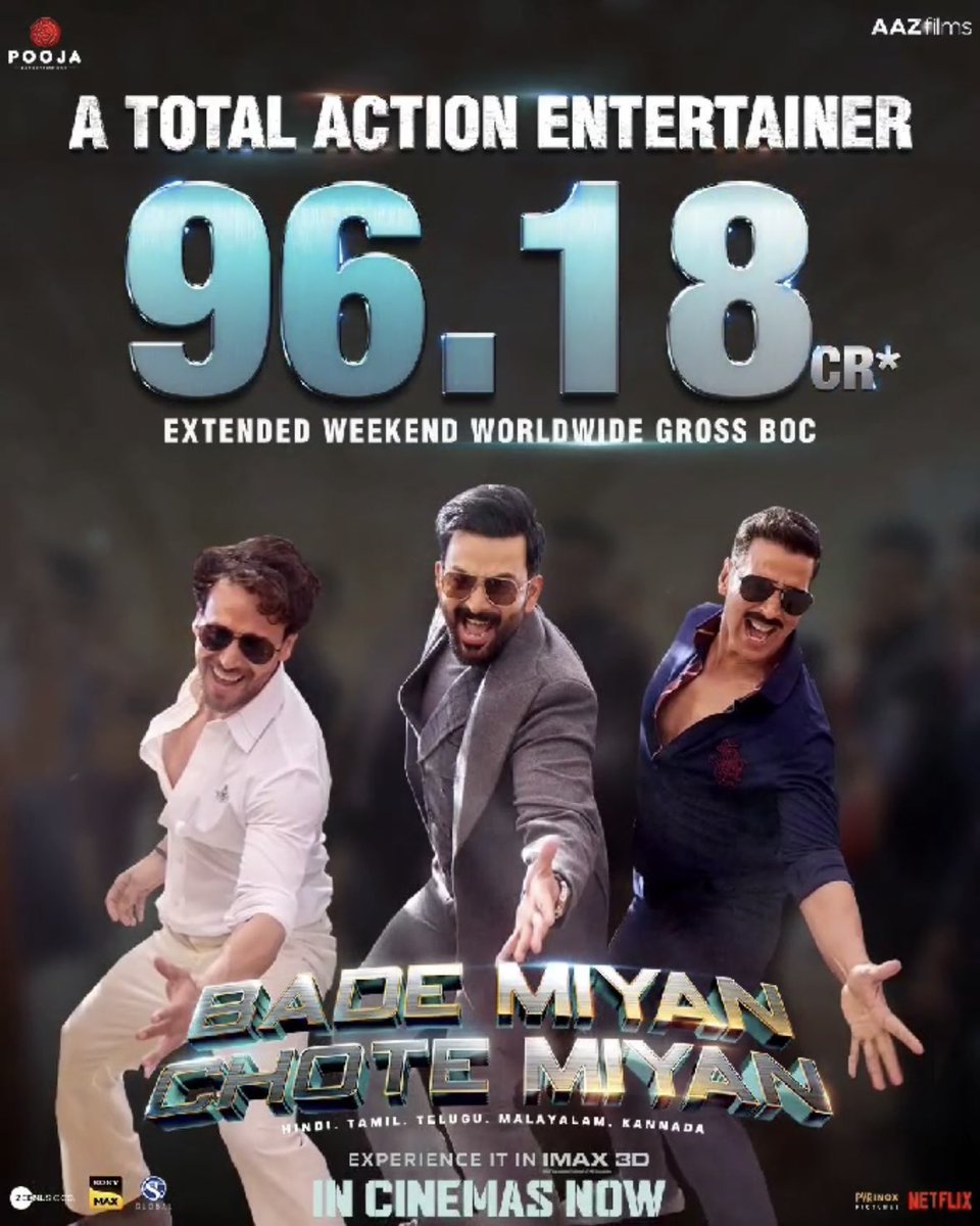 ₹1023.99 Cr left
.
#OCDTimes #PoojaEntertainment #AliAbbasZafar #AkshayKumar #TigerShroff #SonakshiiSinha #AlayaF #ManushiChhillar #BadeMiyanChoteMiyan #BMCM #BMCMTeaser #BadeMiyanChoteMiyanEid2024 #BadeMiyanChoteMiyanOnEid2024 #BadeMiyanChoteMiyanTeaser #MastMalangJhoom…