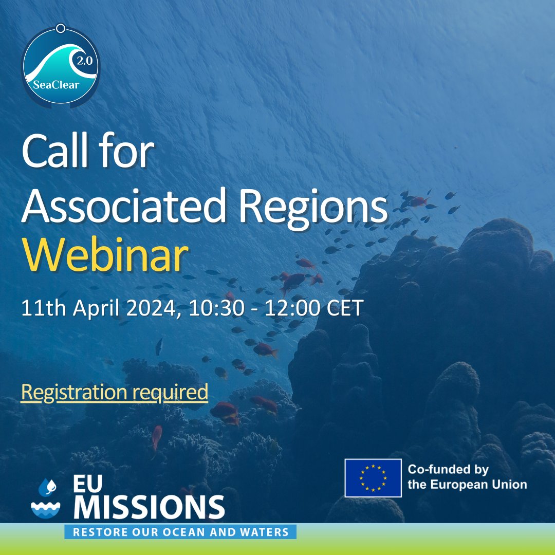 📹 Missed our live session on the SeaClear2.0 Call for Associated Regions? No worries! 👉Discover all the details and clarifications on our recorded session available via this link: rb.gy/b9kbfz @OurMissionOcean @cinea_eu @EU_Commission @EUScienceInnov #SeaClear2