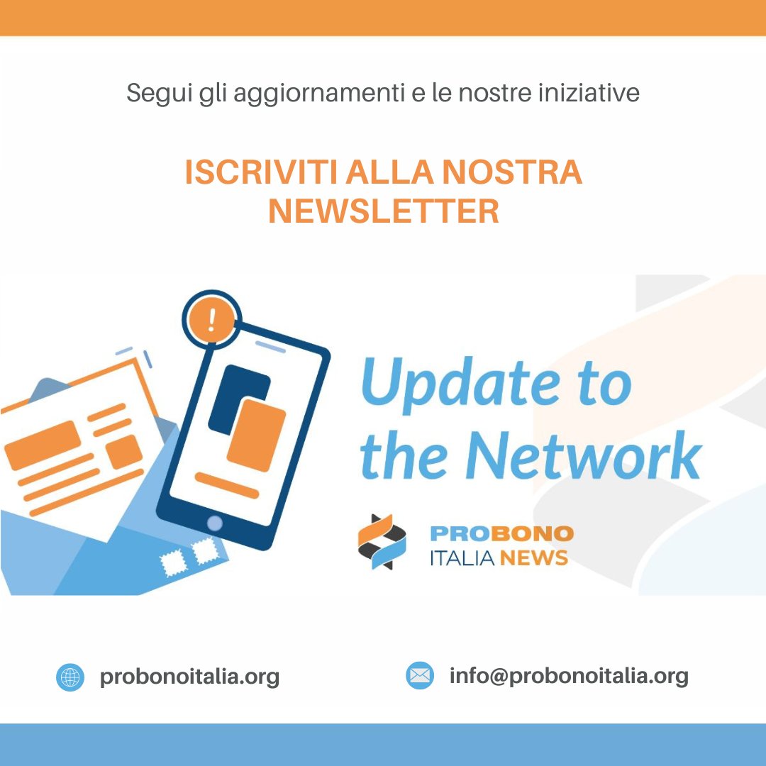 𝗨𝗧𝗧𝗡 - 𝗨𝗽𝗱𝗮𝘁𝗲 𝗧𝗼 𝗧𝗵𝗲 𝗡𝗲𝘁𝘄𝗼𝗿𝗸
Non perdere l'appuntamento con il quarto numero della nostra newsletter Update To The Network - UTTN.

📨 Iscriviti subito per rimanere informato sulle prossime nostre attività ed eventi!
👉lnkd.in/gH9CJN9w

#probono