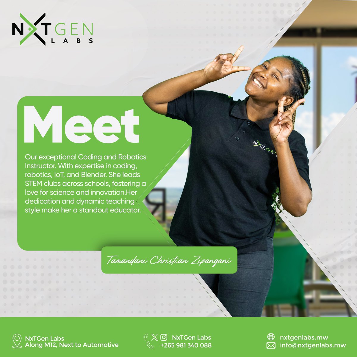 nxtgenlabs_mw's tweet photo. Meet Christian, our coding and robotics instructor https://t.co/3A6ZUVdZk0