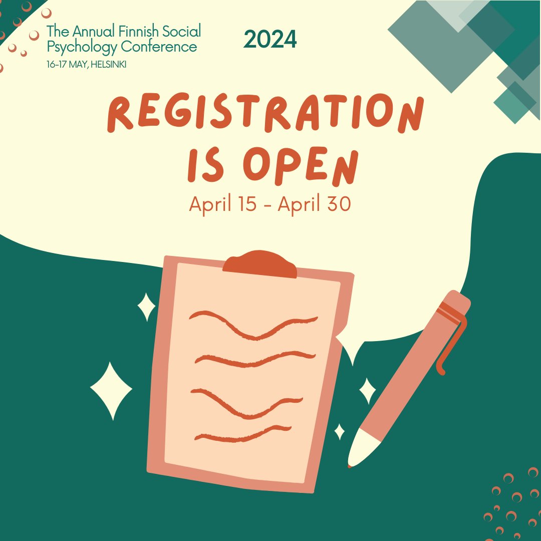 We have sent the acceptance notifications for individual papers and symposia to your e-mails. 🥳 Registration for the #sopsydays2024 has now opened! Please ensure your participation in the conference by registering through the link below ⬇️ helsinki.fi/en/conferences…