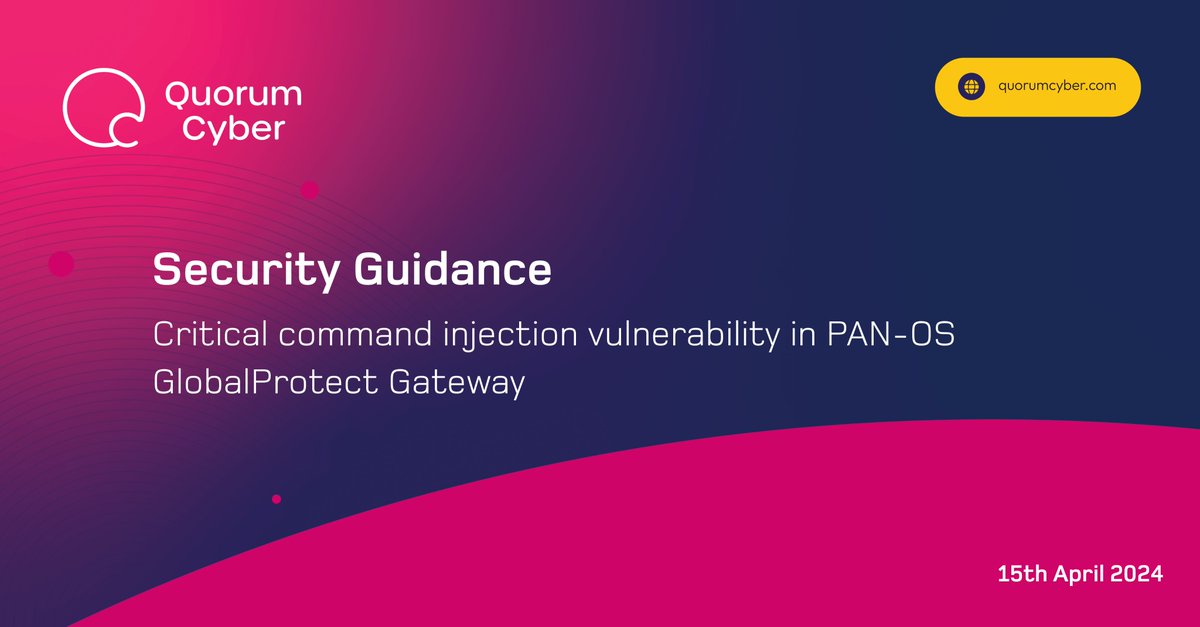 A critical command injection vulnerability has been identified in the #GlobalProtect gateway feature of #PaloAlto Networks’ PAN-OS software. Find out more here: bit.ly/4cZJ9Y2.