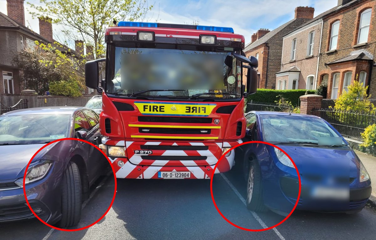 If you're parking up.... 🅿️ Stay within the lines 🛞 Ensure your wheels are placed straight ahead ⏳Seconds count in an emergency 📸 Rathmines this weekend