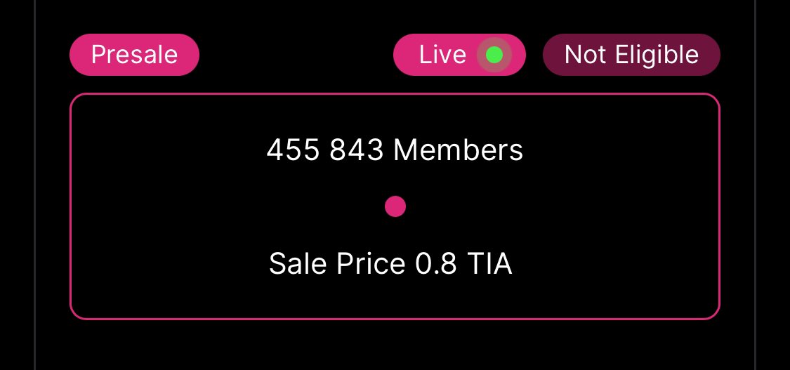 Everybody114478's tweet photo. @uchuuNFT @StargazeZone @CelestiaPunks Not eligible 
Staking 5+ TIA for months
Address: stars1drnjgc858vmkhtzsdepq0hk8nc0gaqn3wc3qtx https://t.co/YhUdoYddfr