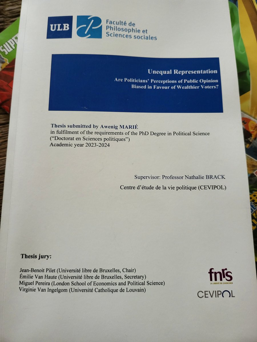 Big event this week. @awenig will publicly defend his #PhD on Thursday 
He did a terrific job at examining and explaining the inequalities in Politicians' Perceptions of Public Opinion 👏 💪
 @SciencePoULB @IEE_Bruxelles 
#proudsupervisor
#AcademicTwitter