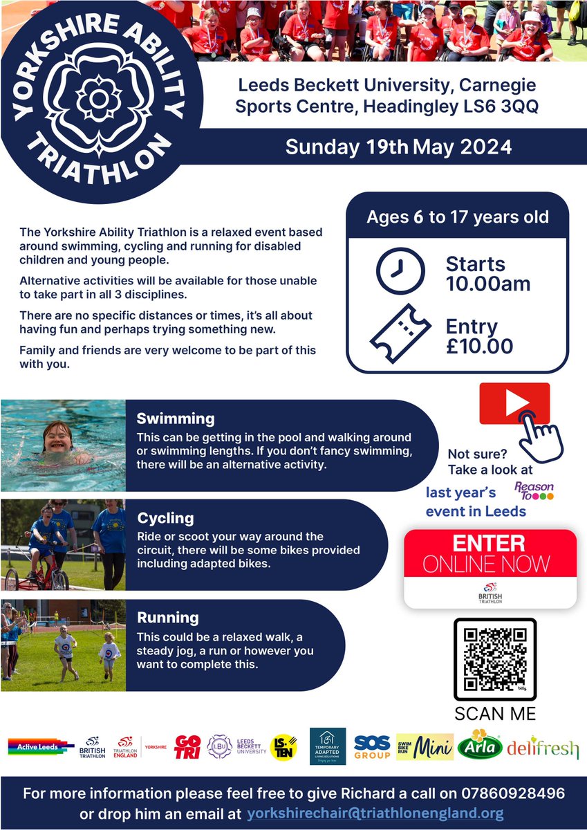 Entries open for the Yorkshire Ability Triathlon! Fun swim bike and run for disabled young people across the region @leedsbeckett @BritTri @YorksTriEngland @LeedsDisSport @MorleyTriathlon