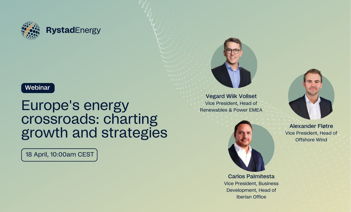 Join us on 18 April for a webinar on navigating Europe's energy crossroads, where we analyze the impact of EU policies, offshore wind resilience and the future of the wind supply chain.  rystad.info/3vJQ3zQ  #Europeanpower #EUpolicy #renewableenergy #offshorewindenergy