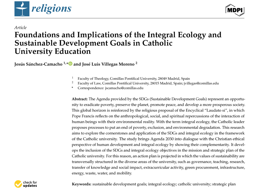 TeoComillas's tweet photo. Ecología Integral, Objetivos de Desarrollo Sostenible y Educación Universitaria Católica | El Profesor de @TeoComillas, @iesuscamacho, y el Profesor de @ICADE_Derecho, José Luis Villegas, publican este artículo en ‘Religions’ @MDPIOpenAccess 

📰 https://t.co/mAW40MPLun https://t.co/QeuQtgYVmo