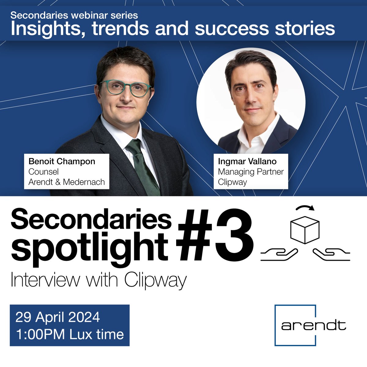 💡 Join us for a webinar featuring Benoît Champon, Counsel at Arendt & Medernach, interviewing Ingmar Vallano, Managing Partner at Clipway, a global private equity secondaries firm that leverages proprietary technology to optimise its investment decisions. Let’s explore the…
