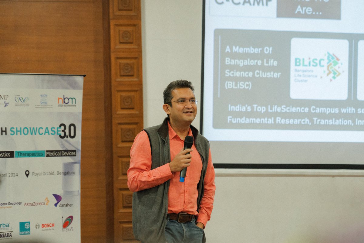 CCAMP_India's tweet photo. Highlights from Tech Showcase 3.0! 
A platform that connected deep-science inventors with industry partners to advance the productization of cutting-edge technologies.

Thanks to all the inventors from @diagnosystems @INSTMohali @neoavishkars @MyairMyhealth @aaaRNA_Tx, Chrogene Arogyam, AbGenics LifeSciences, Rajesh Laboratories, Akrivia Biosciences, Azooka Labs, Evalyn Healthcare Solutions and CARAIO Technologies who joined us for dynamic presentations on new therapeutics and diagnostics.

Big thanks to our industry partners @Transasia_1 @AstraZeneca @AurigeneDiscov @murata_na @thermofisher @Yokogawa @DanaherCorp @GEHealthCare @prescience_in @BoschGlobal, @immugenixbio, BigTec Labs, Sensio AI, Affigenix and Anand Healthcare for their engagement. 

Here's to fueling future innovations together! 

#TechShowcase

@DBTIndia @BIRAC_2012 @Taslimarif