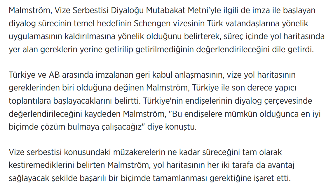 'Vize Serbestisi Diyaloğu Mutabakat Metni'yle ilgili imza ile başlayan diyalog sürecinin temel hedefi Schengen vizesinin Türk vatandaşlarına yönelik uygulamasının kaldırılmasına yönelik'miiş‼️
🤬
'İmzalanan geri kabul anlaşması, vize yol haritasının gereklerinden biri'ymiiş‼️
🤬