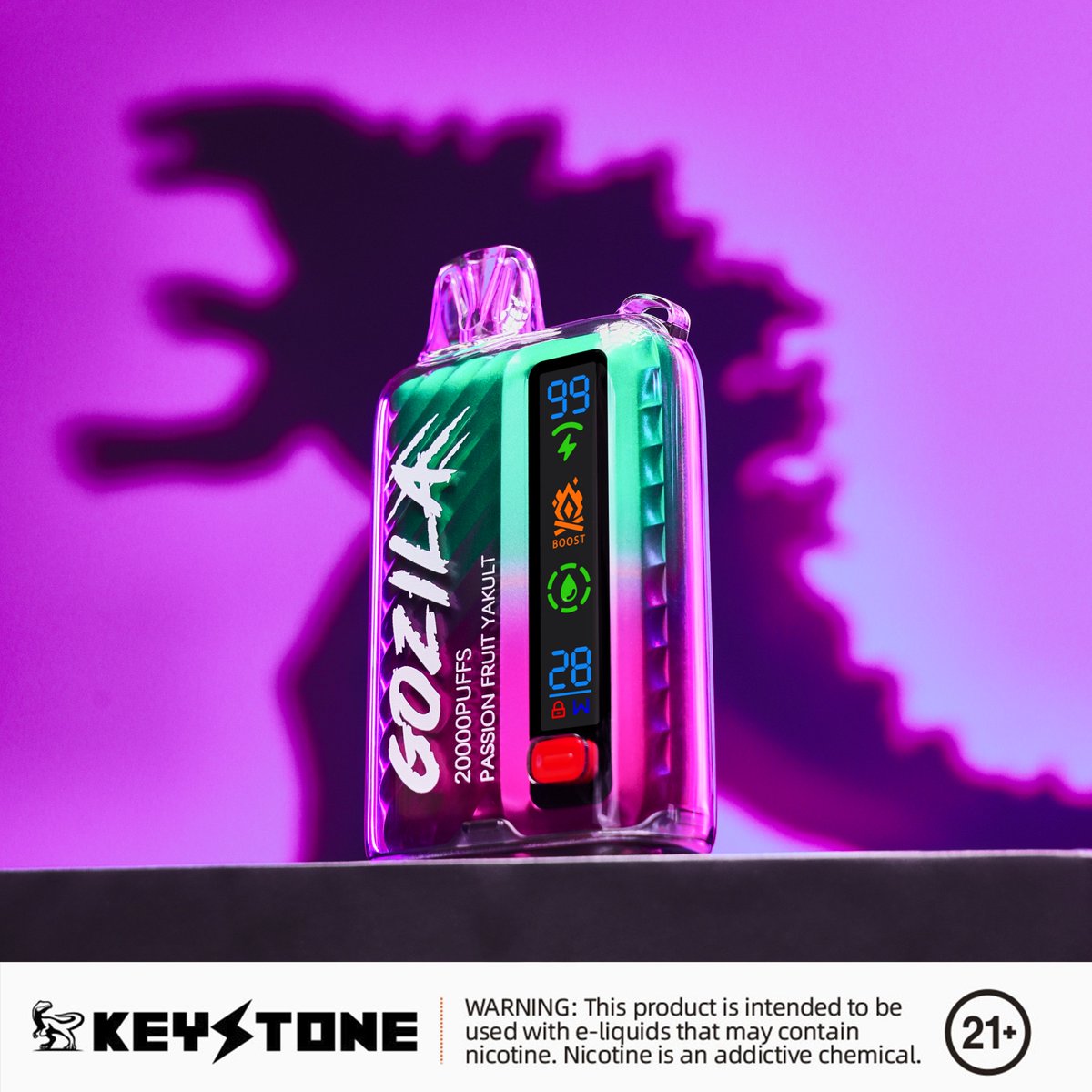 Different vibes, same mighty rush. Gozila takes you through a kaleidoscope of summer nights, each color with its own flavor. 
each a tease for your senses. Experience the burst in the mist with Gozila. 
#Keystone #vape #vaping #vapecommunity #disposablevape #vaper #ecigarette