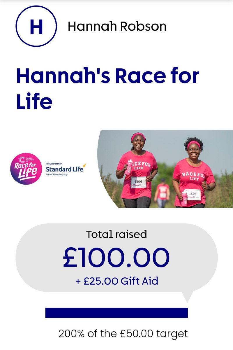 Oh my God! Thank you so much to everyone who's donated to my @raceforlife page. It's double what the goal was, and I want to thank all of you for your generosity and support. ❤️🥲
fundraise.cancerresearchuk.org/page/hannahs-r… 
#raceforlife #cancerresearch #donations #charity