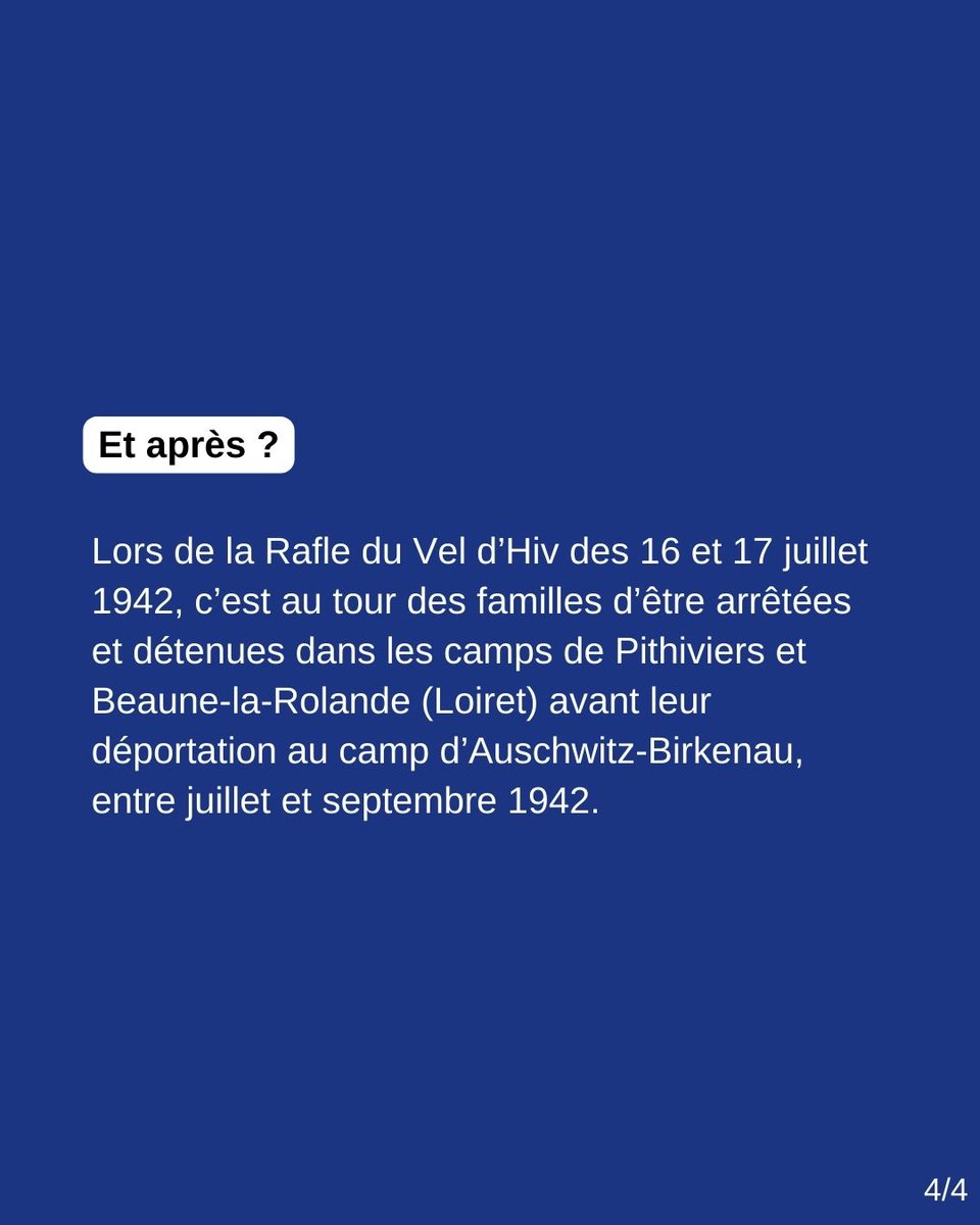 🔵 14 mai 1941 : #Rafle du billet vert à #Paris Environ 3.700 Juifs de la région parisienne sont arrêtés, internés dans les camps de Pithiviers et Beaune-la-Rolande. Ils seront #déportés directement au camp d’Auschwitz-Birkenau par les convois 4, 5 et 6 de juin-juillet 1942.