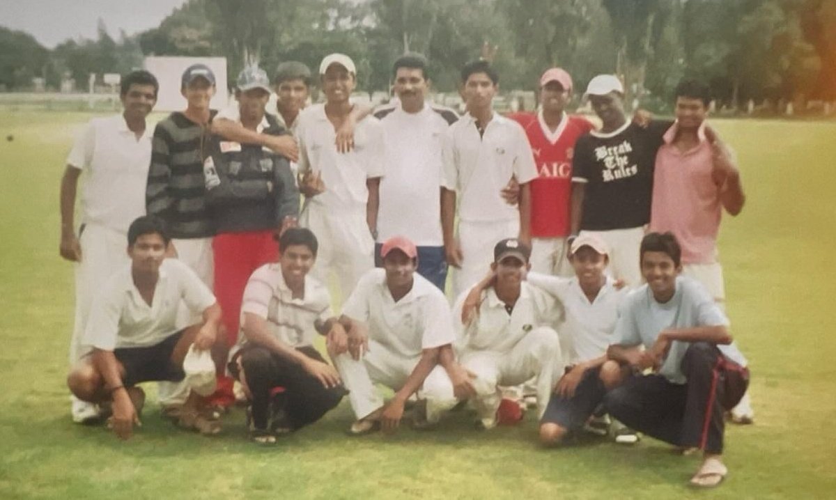 Young @klrahul with his childhood coach Samuel Jayaraj sir and teammates. Golden days! ❤️‍🩹 (Image Credit : Sudarshan Gowda/Facebook)