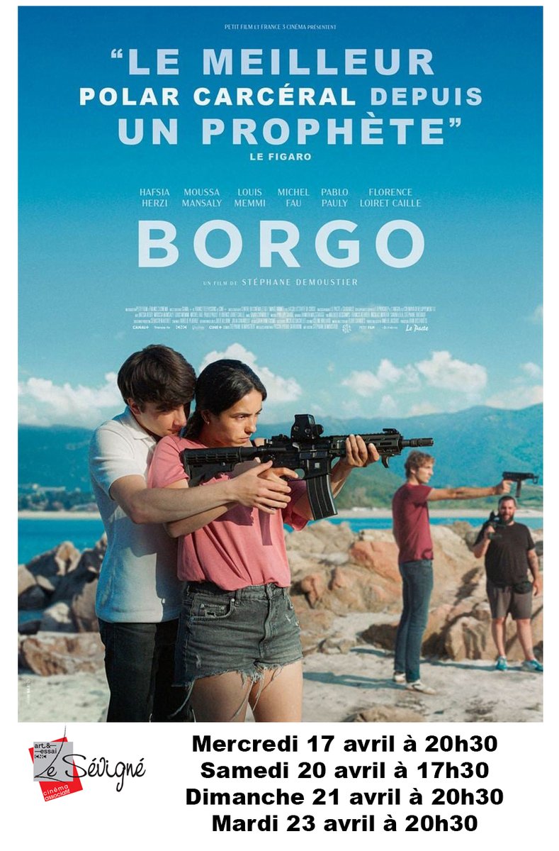 Mercredi 17 avril à 20h30, samedi 20 à 17h30, dimanche 21 à 20h30 et mardi 23 à 20h30 au Cinéma Le Sévigné : 
BORGO –  Sortie Nationale
De #stephanedemoustier
Avec #hafsiaherzi #moussalamansaly #louismemmi
#lesevigne #Cinema #film  
 #pablopauly #florenceloiretcaille #michefau