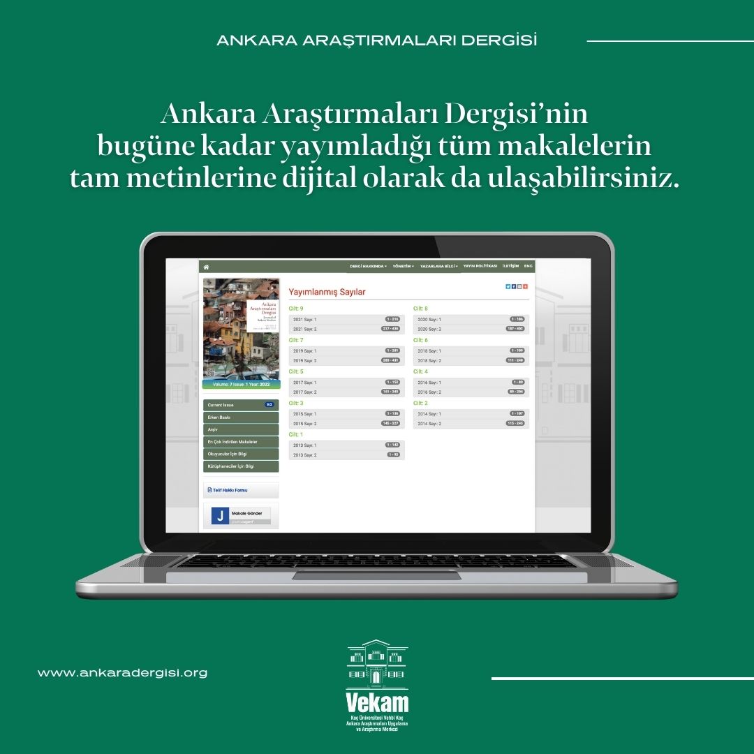 #AnkaraAraştırmalarıDergisi’nin bugüne kadar yayımladığı tüm makalelerin tam metinlerine dijital olarak da ulaşabilirsiniz. ankaradergisi.org/default.aspx

#VEKAM #kocuniversity @kocuniversity