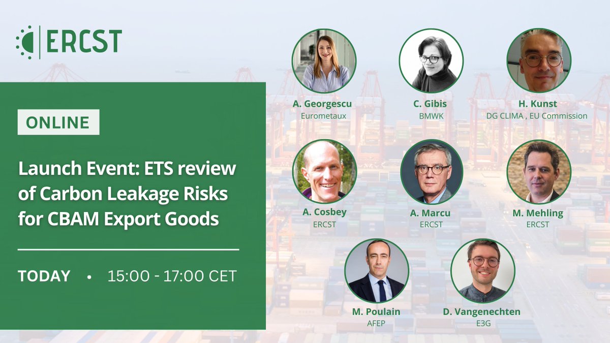 ⏰ Join us online this afternoon for our Launch Event: ETS review of Carbon Leakage Risks for CBAM Export Goods! Read more & Register 👉 bit.ly/3Jd7RX2