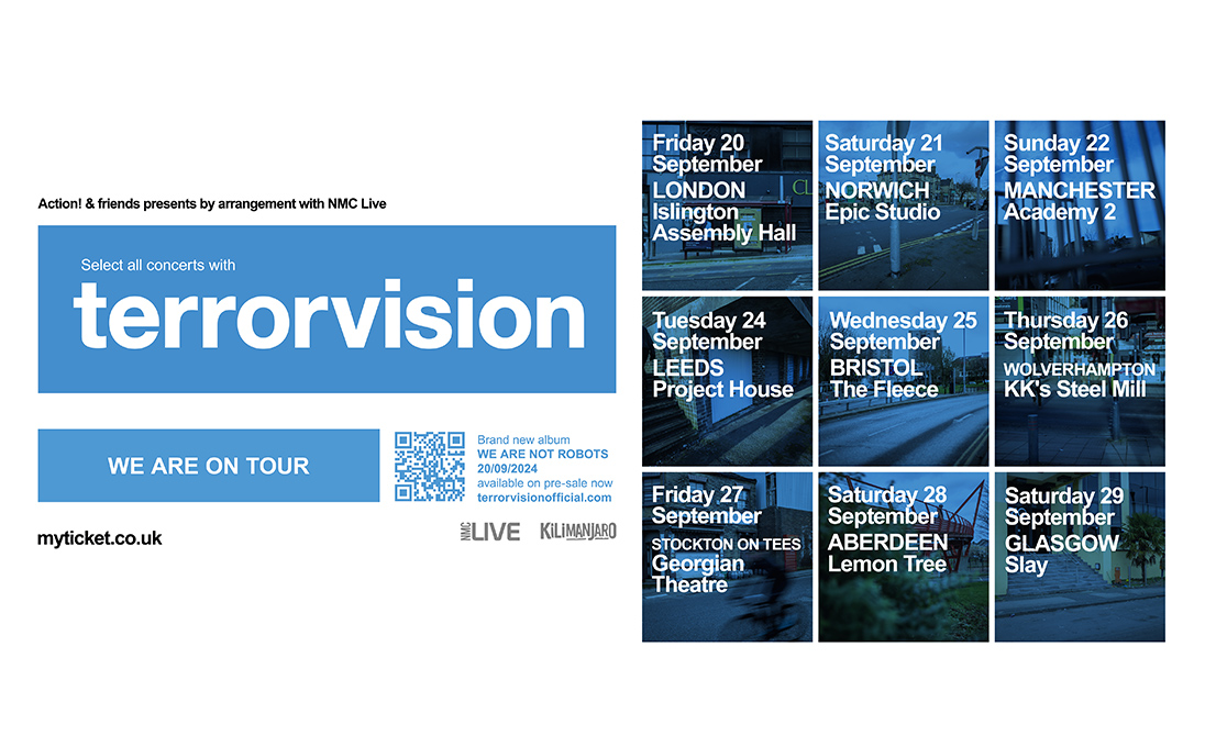 NEW: Rock legends Terrorvision (@terrorvision ) have just announced that they will be heading out on tour THIS September to celebrate their new album, 'We Are Not Robots'. Tickets go on sale 10:00 Friday 19th April 2024 - set a reminder here: bit.ly/3xzvgQ3