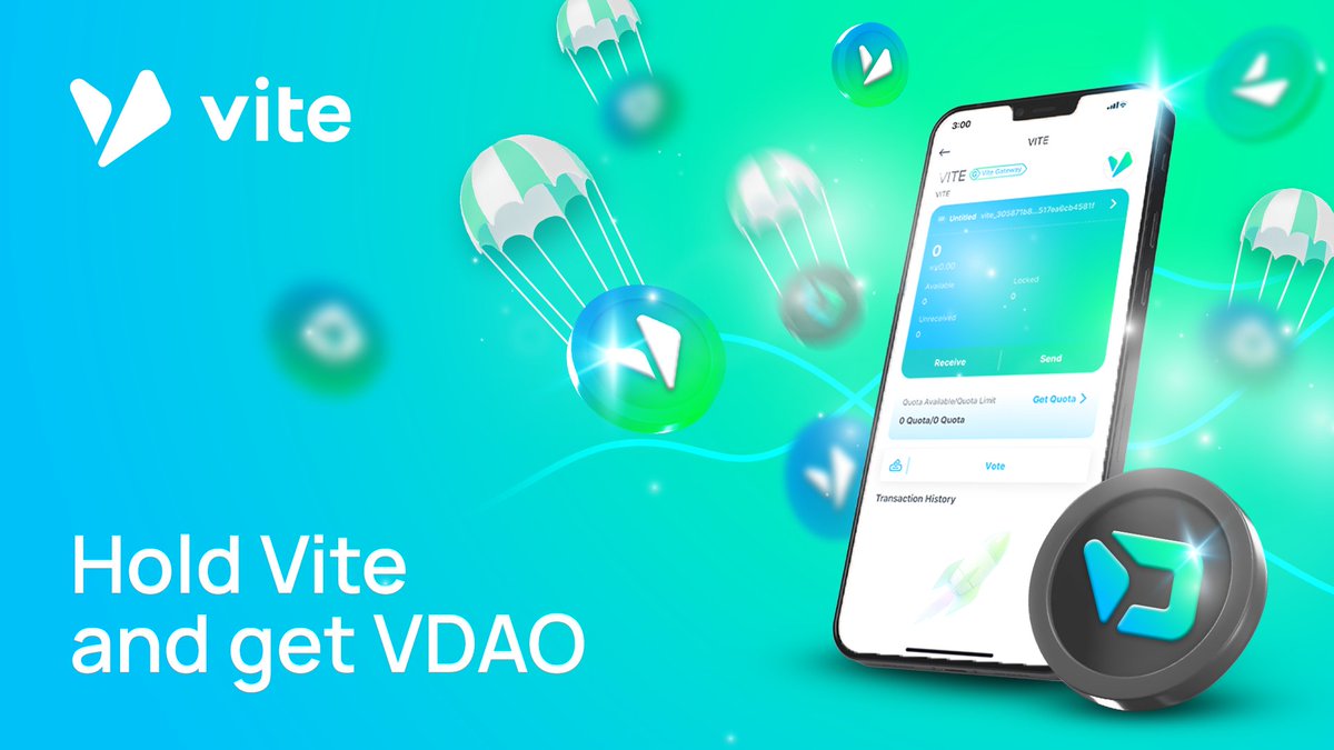 vitelabs's tweet photo. It's coming:

Hold $VITE and get $VDAO at 1:1 ratio.

#Airdrop #ViteAirdrop https://t.co/zTGDLccMg3
