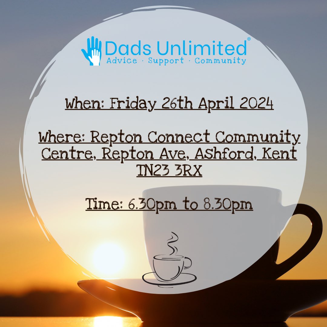 Join us on Friday 26 April for our Dads Cafe. A peer support group to help Dads experiencing loss of contact with children and/or family breakdown. #support #dads #peersupport #ashford #kent