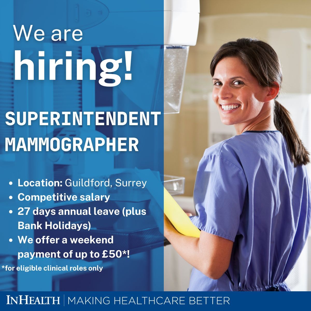 Are you a Breast Screening professional looking to advance your career? We have the perfect opportunity! We are hiring for a Superintendent Mammographer with a passion for making a difference in healthcare. Join our exceptional team buff.ly/4cS9MOe #Hiring #WeAreInHealth