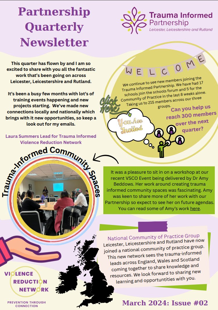 You can now catch up on all the wonderful things happening across the Trauma Informed Partnership in the latest TIP newsletter. Packed full of new resources, training, events and more.... Read the full Newsletter here⬇️ violencereductionnetwork.co.uk/tip-newsletters