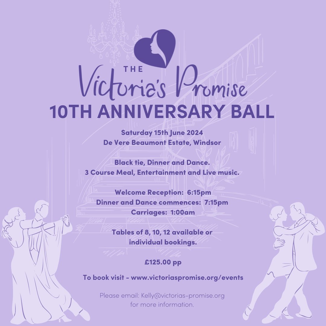 Have you booked your table yet? Don’t miss out on celebrating 10 years with us. This will be the last VP Ball for a few years so get in contact today to secure your place 💜