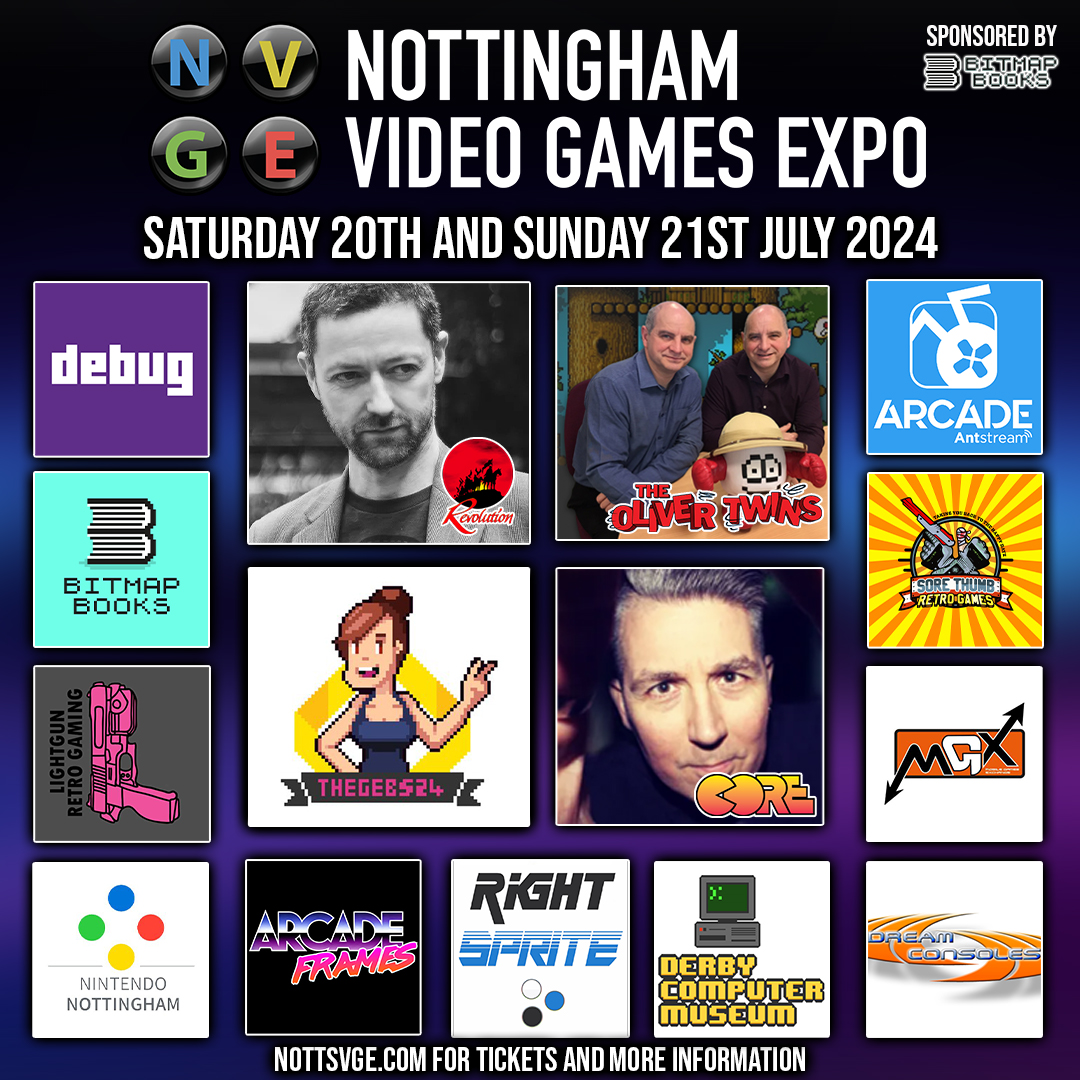 Not purchased your ticket yet for Nottingham Video Games Expo?! Tickets are from £5* plus small booking fee Games, Traders, Tournaments, Talks - Bring the whole family! NottsVGE.com @bitmap_books @gamesyouloved @timeextension64 @LonelyGoomba @RetroGamer_Mag