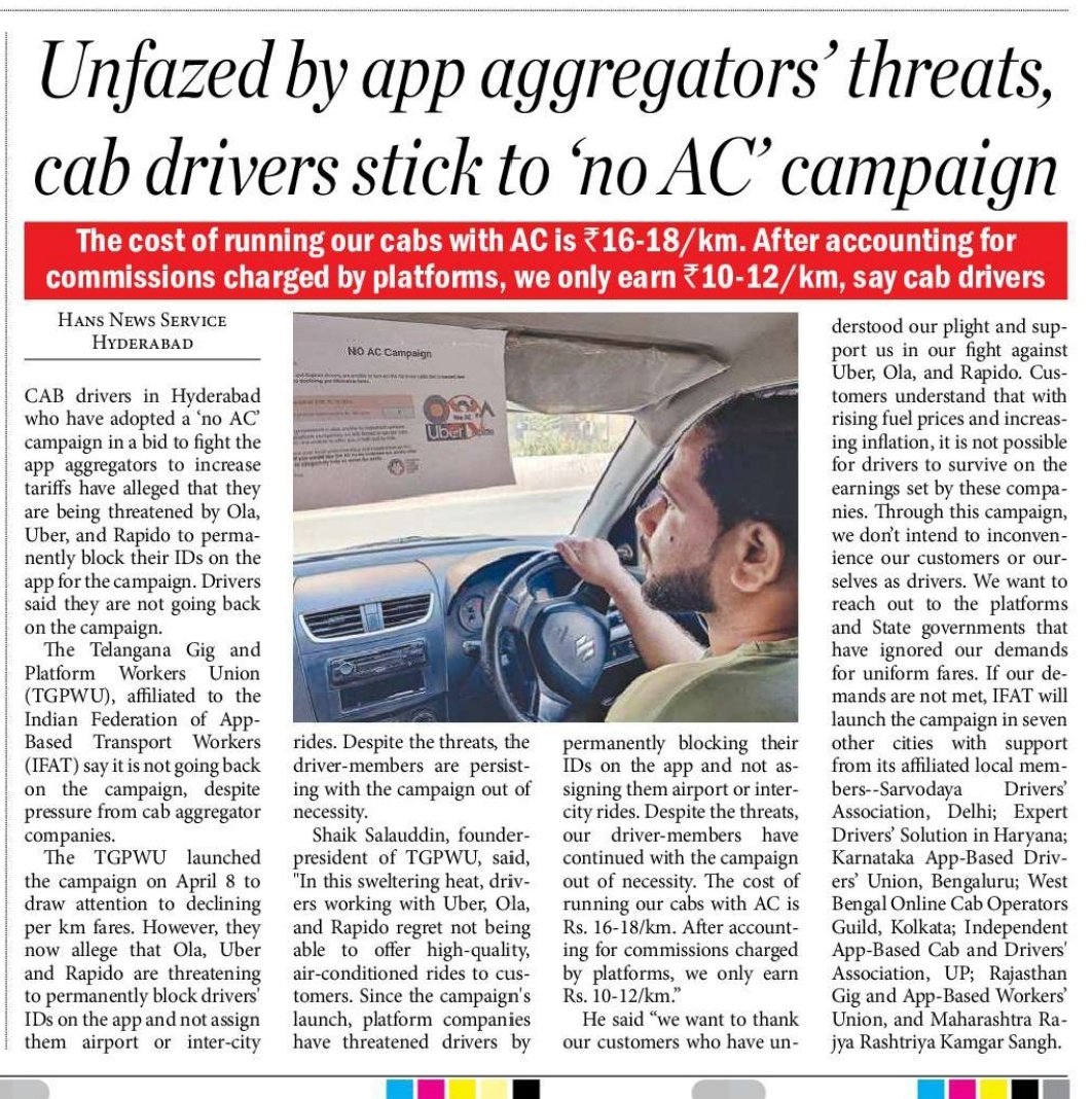 Hyderabad: Unfazed by app aggregators’ threats, cab drivers stick to ‘no AC’ campaign thehansindia.com/news/cities/hy…