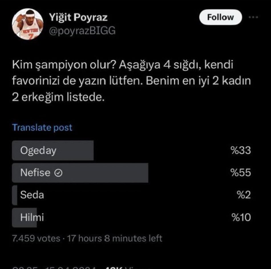 düşünsene öyle bi favın var ki daha onu destekleyenlere selam bile vermeden anket yapıyor poyrazı destekleyenlerin akıl sağlığını merak ediyorum onların yerine üzüldüm.

#Survivor2024AllStar #Survivorallstar2024