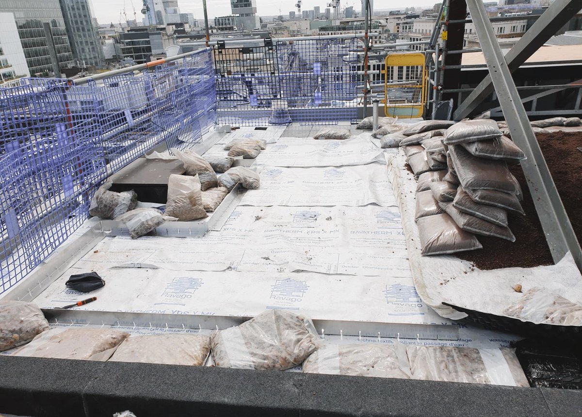 Last weeks Brown Roof Install for our Client in London. #fullerandthomas #loveconstruction #brownroofs #greenroofs #greenroofsforhealthycities #topsoil #shingle #london #client