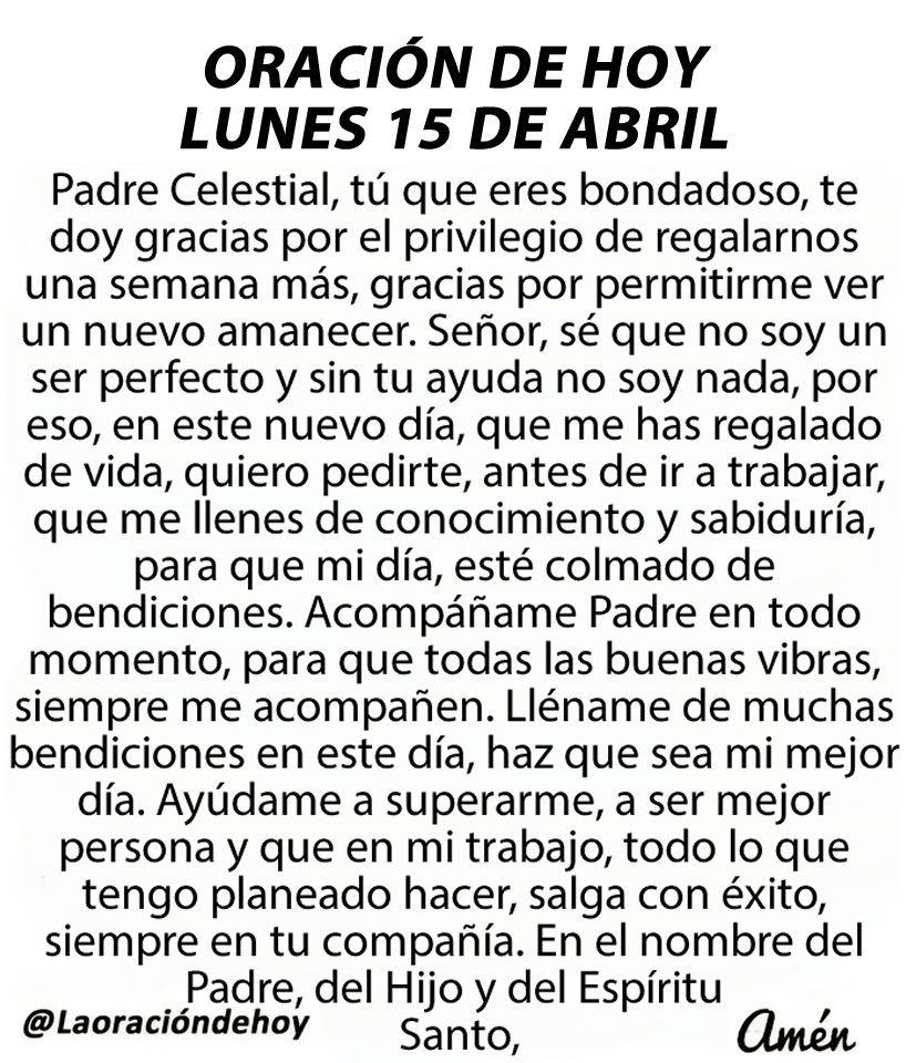 Oración de hoy lunes.