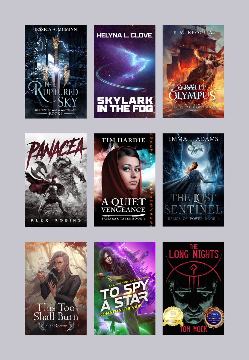 Went shopping in the @Narratess sale again. Added to my TBR: The Ruptured Sky by @jessicaamcminn Skylark in the Fog by @HelynaLC Wrath of Olympus by @EKkoulla Panacea by Alex Robins A Quiet Vengeance by @TimHardieAuthor The Lost Sentinel by @ELAdams12 ...cont