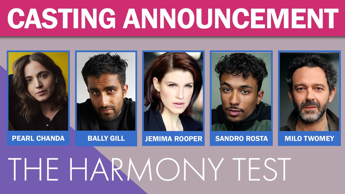 Full cast announced for the world premiere of Richard Molloy’s hilarious comedy, The Harmony Test!

The cast features Pearl Chanda, Bally Gill, Jemima Rooper, Sandro Rosta and Milo Twomey.

Read more here: hampsteadtheatre.com/news/2024/apri…
⁠
#HTHarmonyTest opens Downstairs 17 May!⁠