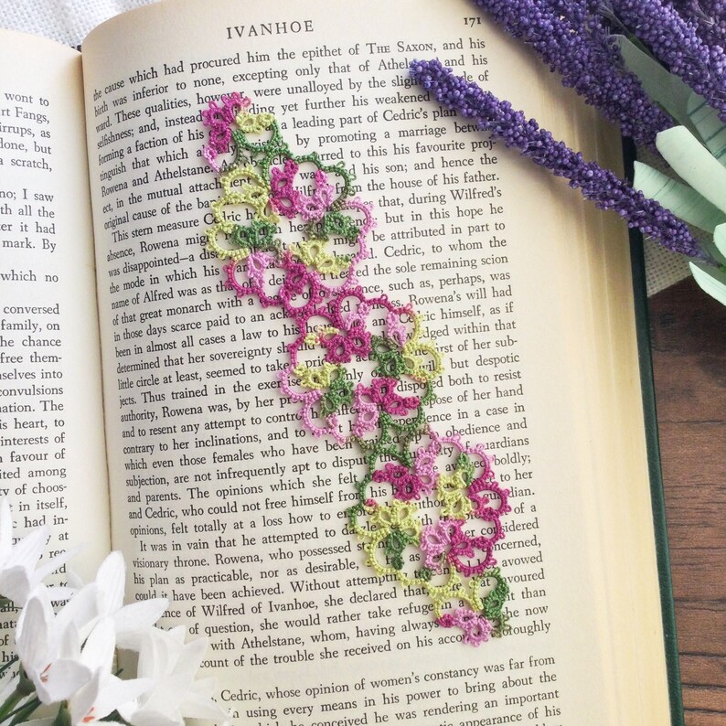 Here's one of my Spring inspired, handmade lace bookmarks in multicoloured thread. 😀 #MHHSBD