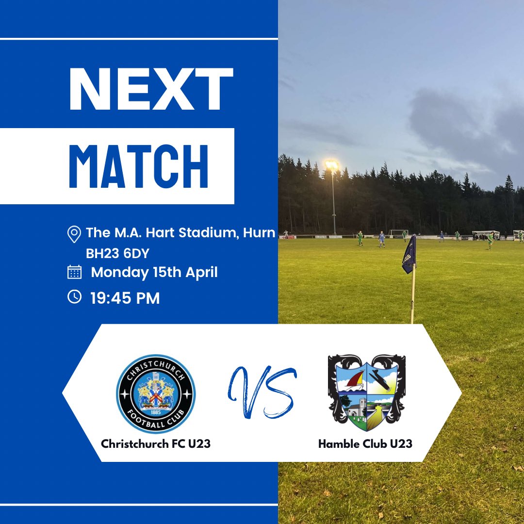 ChristchurchFC_'s tweet photo. 𝐔𝟐𝟑 𝐌𝐀𝐓𝐂𝐇𝐃𝐀𝐘

Need plans? 

Come down and support the boys tonight as they face @HambleFC on home soil. #UTC https://t.co/6v35ffXu1v